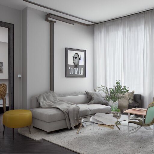 apartment in soothing colors, furnished by nate berkus, ultra realstic, 8k octane render