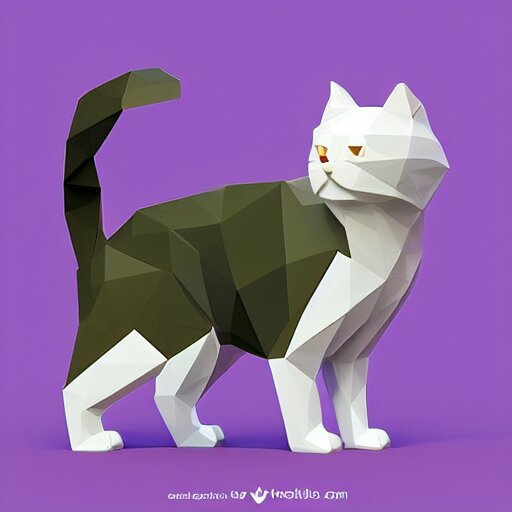 cat, white background, isometric, low poly