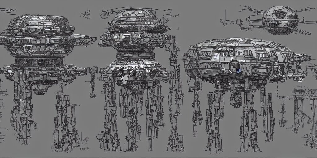 a giant robot, bulbous biomechanical mri machine millennium falcon space - station vuutun palaa with massive piping inspired by a nuclear reactor submarine and maschinen krieger, character sheet, concept design, contrast, kim jung gi, greg rutkowski, zabrocki, karlkka, jayison devadas, trending on artstation, 8 k, ultra wide angle, pincushion lens effect 