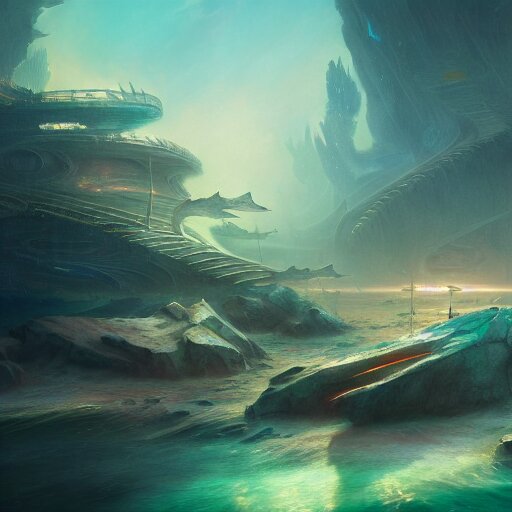 a band logo dreamscape, an underwater city, extremely detailed digital painting, in the style of fenghua zhong and ruan jia and jeremy lipking and peter mohrbacher, mystical colors, rim light, beautiful lighting, 8 k, stunning scene, raytracing, octane, trending on artstation 