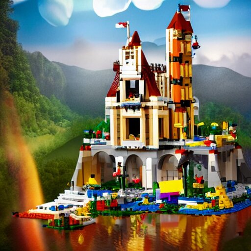 LEGO castle, celestia, eden, river, fantasy artwork, award winning, very very very very very very very beautiful scenery, artstation