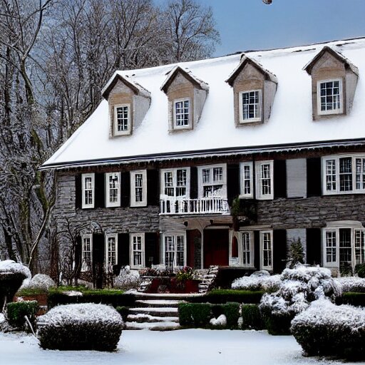 winter colonial house, 