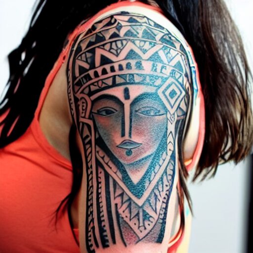 girl with a tribal tatoo 