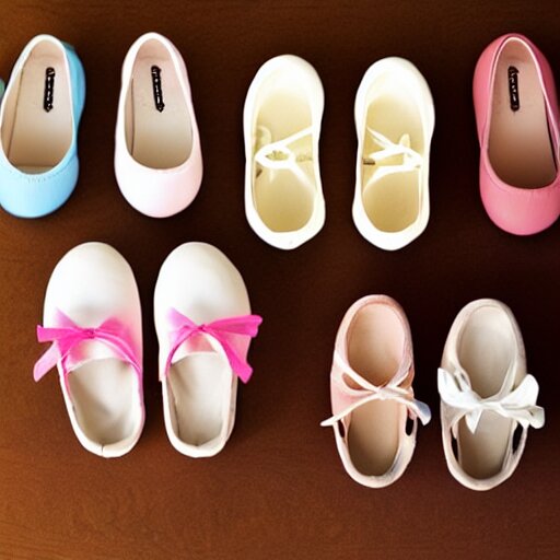 a collection of ballerina shoes,various colors,professional lighting