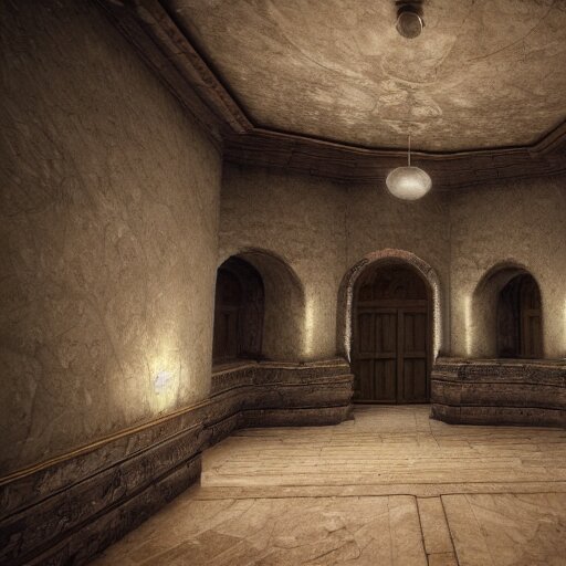 interior architecture from quake, lovecraftian, liminal space, unreal engine 5, hyper detailed, hyper realistic 