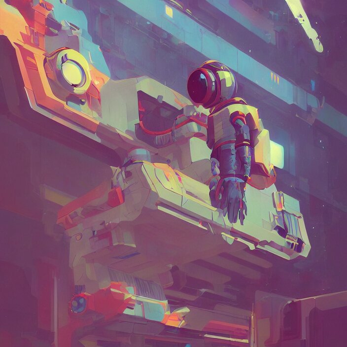 a beautiful painting of a cyberpunk astronaut by sergey kolesov and sachin teng and pascal blanche. in style of digital art. colorful comic, symmetry, hyper detailed. octane render. trending on artstation 