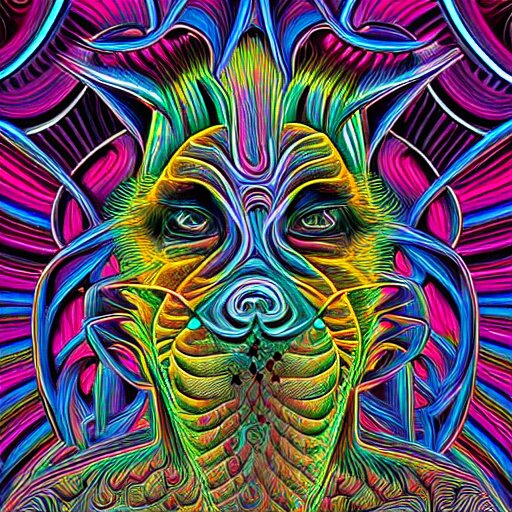 digital illustration of a pig, by alex grey, tool band, psychedelic art, spiral fractals, detailed, 8 k 