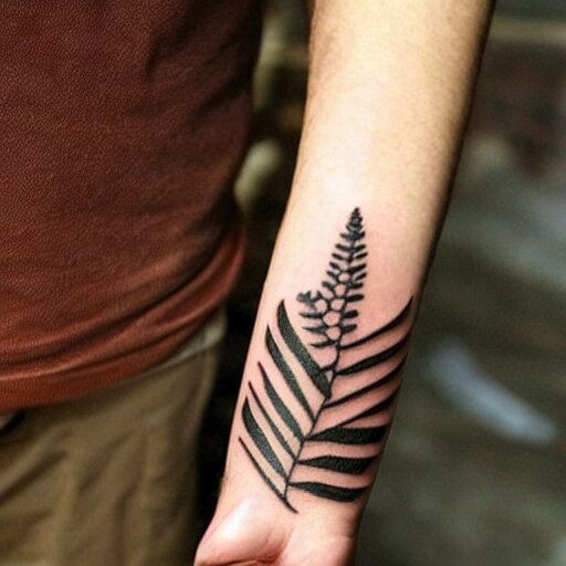 neotraditional Tattoo of a switchblade with fern wrapping around it