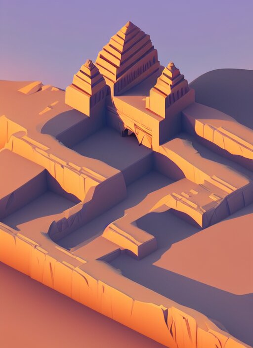 a low poly isometric render of sphinx in the style of monument valley, intricate, elegant, smooth shading, soft lighting, illustration, simple, solid shapes, by magali villeneuve, jeremy lipkin and michael garmash, rob rey and kentaro miura style, octane render 