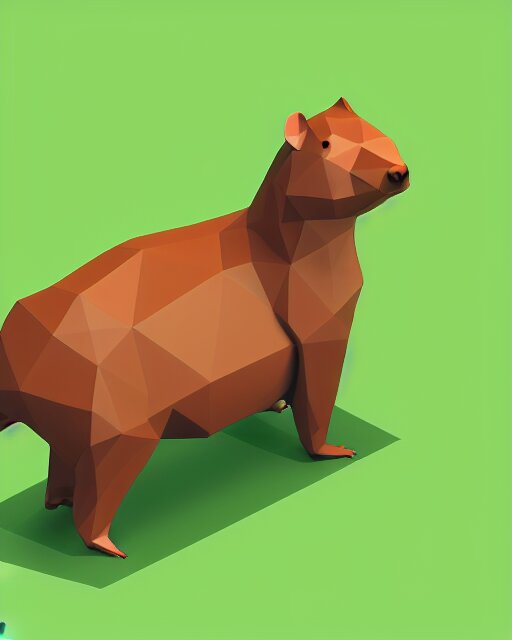 low polygon render of a capybara on a white background, isometric 3d, ultra hd