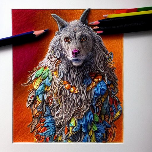  Colored pencil art on paper, Druid, highly detailed, artstation, Caran d'Ache Luminance