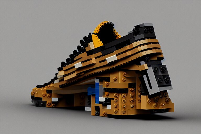 sneaker made out of lego, steampunk, sculpture, cinema 4 d, octane render 