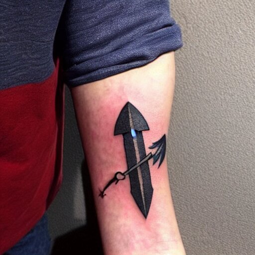 tattoo of a small hatchet axe on the forearm