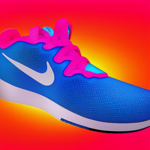 Nike sneakers in a glass with neon colors, high resolution, 8k