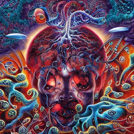 hypercomplex image of fractal nightmare mercury maggots fill the brain phantoms of misery plastic head jigsaw puzzle god of chaos rains down, dramatic, action horror by alex grey, lisa frank, ayami, kojima, amano, karol bak, greg hildebrandt, mark brooks, beksinski, takato yamamoto, masterpiece, 8 k, hires 