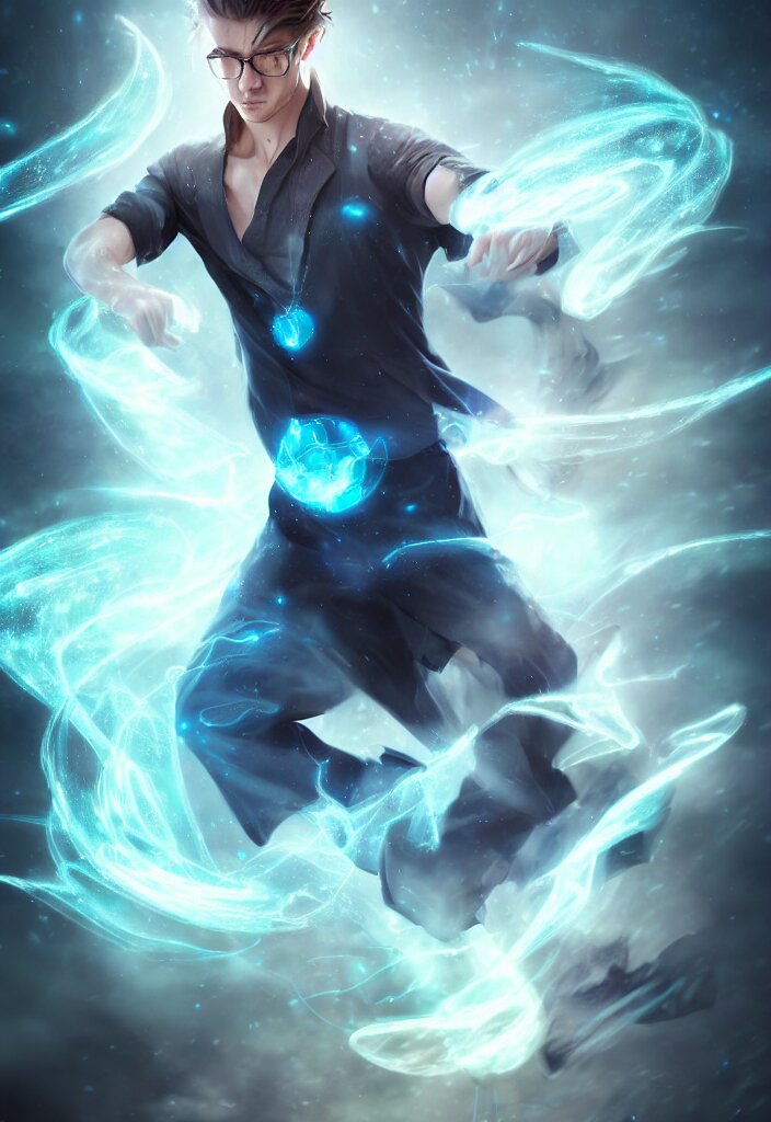 a human elemental sorcerer, blurred environment background, magic effects, white skin, portrait, male, sharp focus, digital art, single subject, concept art, post processed, dynamic lighting, by emylie boivin and rossdraws 