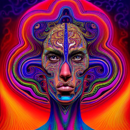 An extremely psychedelic portrait of Alex Gray, surreal, LSD, face, detailed, intricate, elegant, lithe, highly detailed, digital painting, artstation, concept art, smooth, sharp focus, illustration