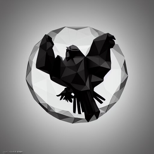 2 dimensional, vector, low poly, clear crystal eagle icon, black background, cgsociety, artstation, octane render