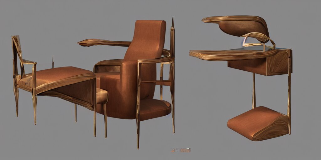 furniture design art deco, 3d render, furniture design sheet, Moebius, Greg Rutkowski, Zabrocki, Karlkka, Jayison Devadas, Phuoc Quan, trending on Artstation, 8K, ultra wide angle, zenith view, pincushion lens effect