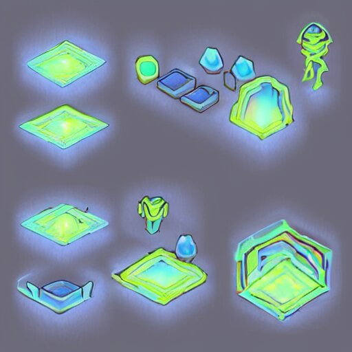 concept art 2 d game asset of furniture with an organic isometric design based on bioluminescent alien - like plants inspired by the avatar's bioluminescent alien nature. around the furniture, we can see plants that glow in the dark. all in isometric perspective and semi - realistic style item is in a black background colorful neons surrealistic masterpiece 