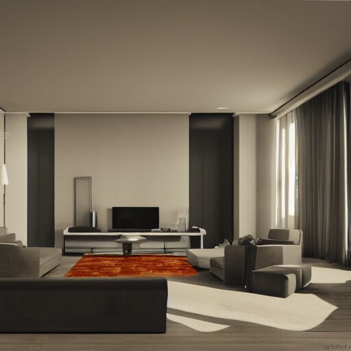 living room concept render, octane render, inspired by soviet cities, brutalist, futuristic, well illuminated, cold 