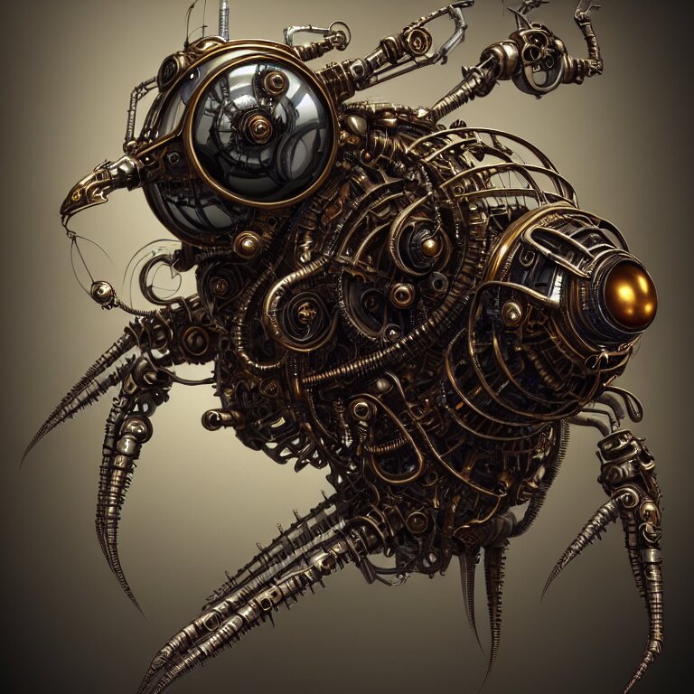 steampunk cybernetic biomechanical fly, 3 d model, unreal engine realistic render, 8 k, micro detail, intricate, elegant, highly detailed, centered, digital painting, artstation, smooth, sharp focus, illustration, artgerm, tomasz alen kopera, wlop 