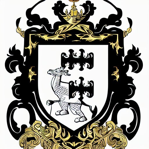 a coat of arms, a black sword on a white background 