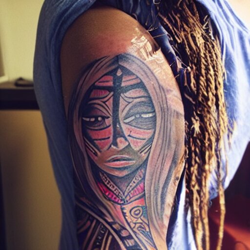 girl with a tribal tatoo 