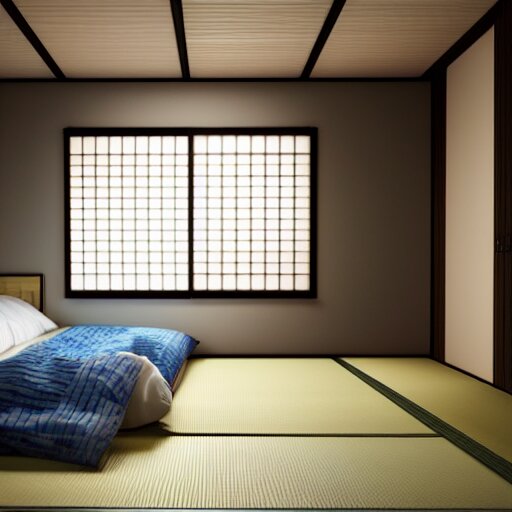 still photo of a japanese guest room, highly detailed, photorealistic portrait, bright studio setting, studio lighting, crisp quality and light reflections, unreal engine 5 quality render 