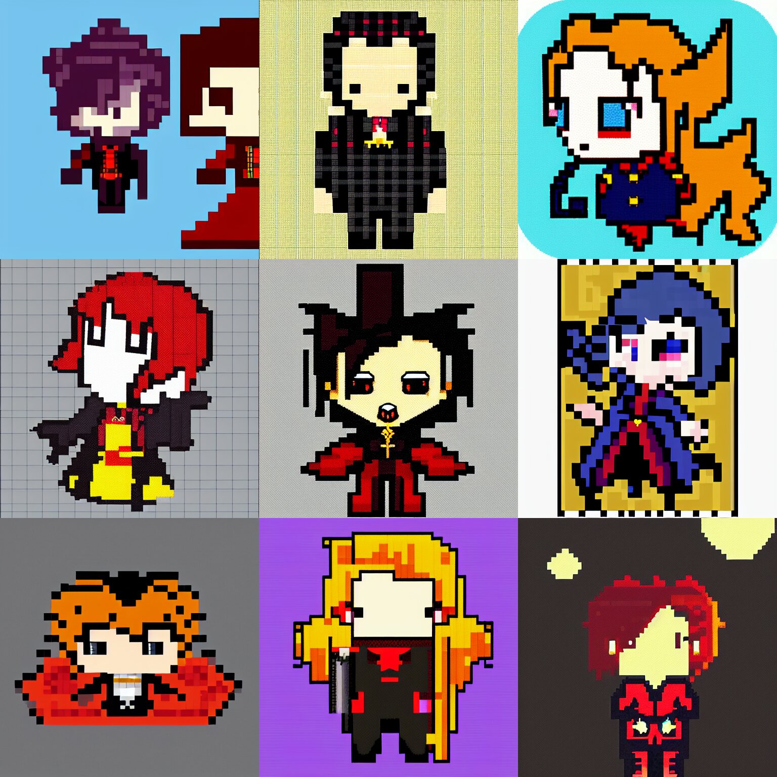 dracula vampire chibi at night pixel art