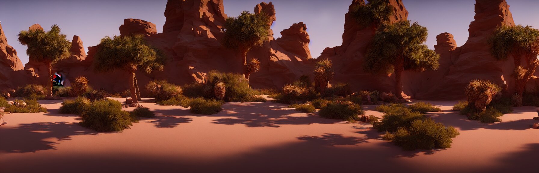 a desert oasis; very detailed, by Federico Pelat, Caravaggio; artstation, unreal engine 5