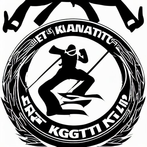 a logo about martial arts, karate, kung-fu, vectorial, black and white, highly detailed, symmetric