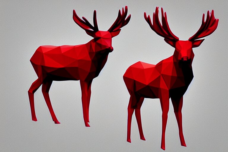 lowpoly art of red deer 