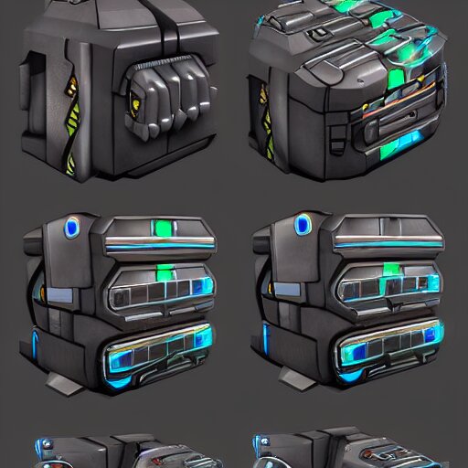 modular game item, futuristic battery pack, very realistic , artstation, concept art ,