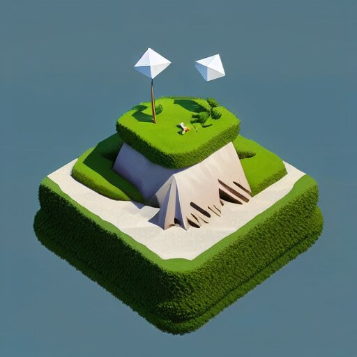 a floating island isometric art, low poly art, game art, artstation, 3D render, cgsociety, octane render