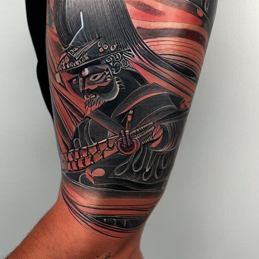 samurai wraped chain, art inkstyle ink 