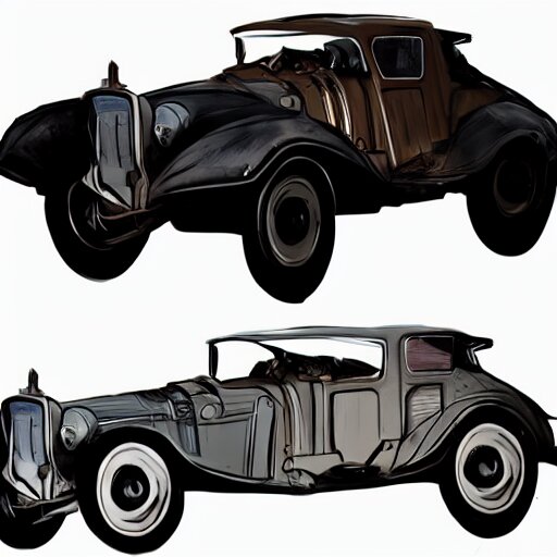 concept art of a car in the style of dishonored game 