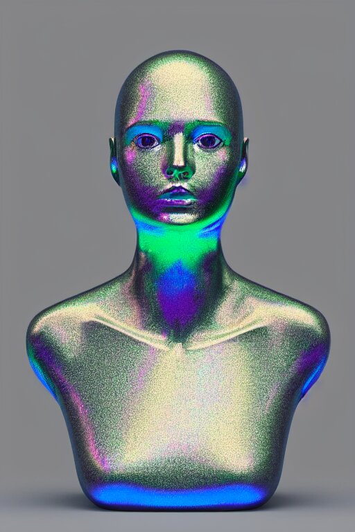 Lexica - 3d render of holographic human robotic bust made of glossy ...