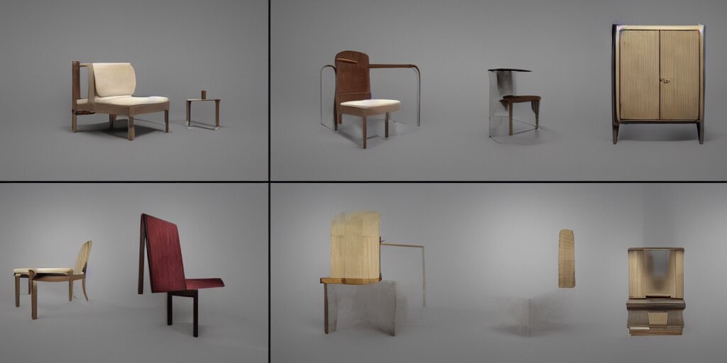 furniture designs in the style of bauhaus movement, design sheet, 3d render, Les Edwards, Zdzislaw Beksinski, Carl Gustav Carus, John Harris, Michal Karcz, Zhang Kechun, Mikko Lagerstedt, Scott Listfield, Steven Outram, Jessica Rossier.