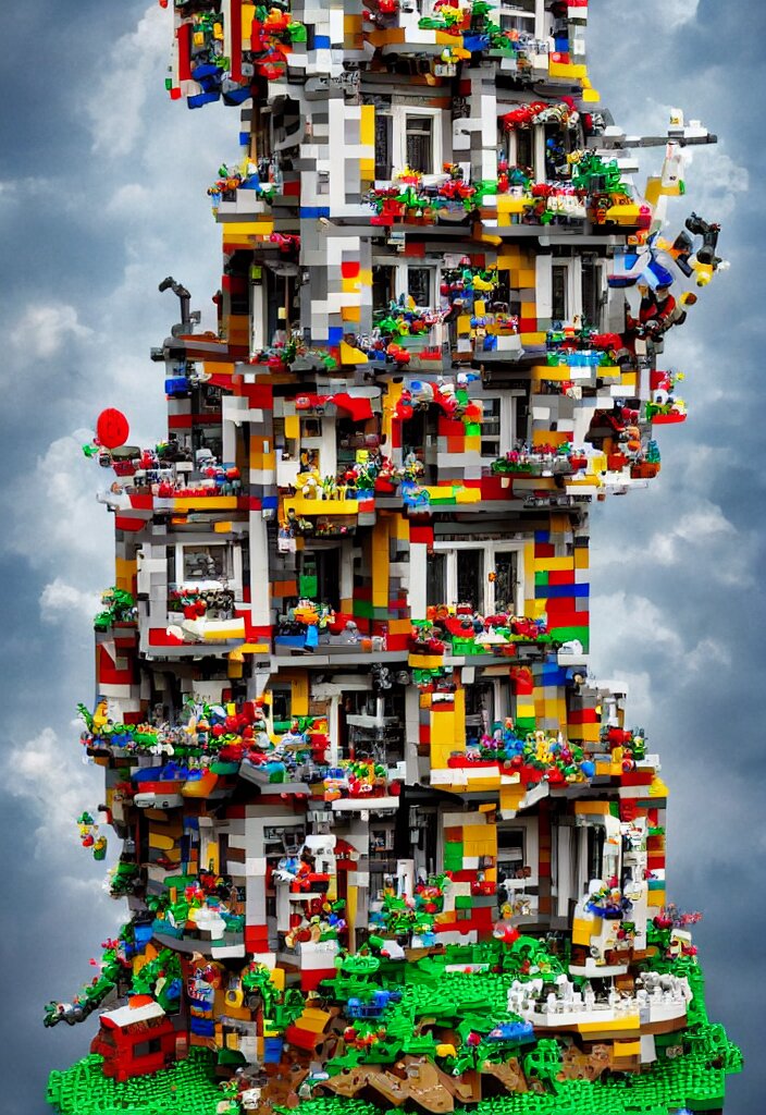 a photo of a house made entirely of legos located in a dreamy by salvador dalli magical, fantasy, pop surrealism trending on artstation, digital art. 