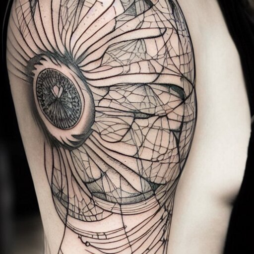 Masterpiece neural network tattoo design, line art, intricate, extremely detailed