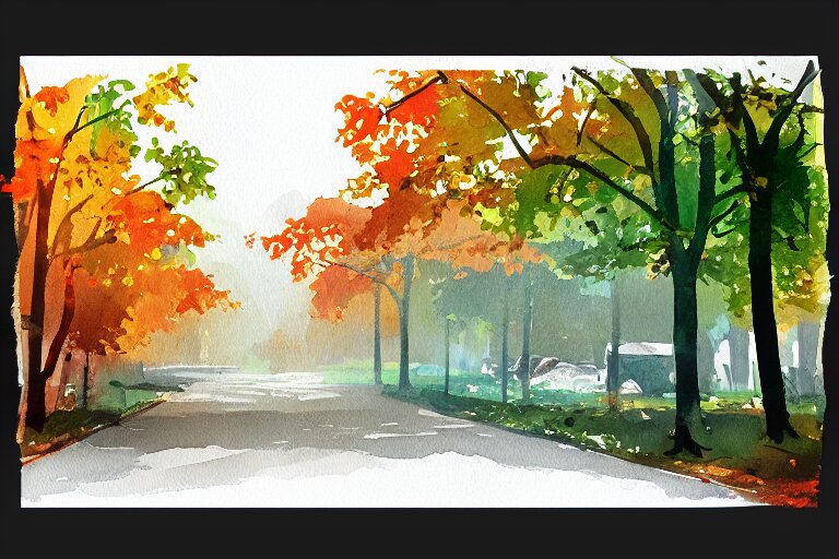 avenue autumn watercolor pen light color on artstation 