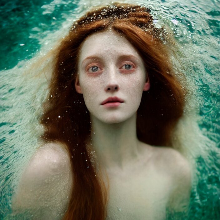 Kodak Portra 400, 8K,ARTSTATION, Caroline Gariba, soft light, volumetric lighting, highly detailed, britt marling style 3/4 ,  extreme Close-up portrait photography of a beautiful woman how pre-Raphaelites,inspired by Ophelia paint, the face emerges from water of Pamukkale, underwater face, hair are intricate with highly detailed realistic beautiful flowers , Realistic, Refined, Highly Detailed, interstellar outdoor soft pastel lighting colors scheme, outdoor fine art photography, Hyper realistic, photo realistic