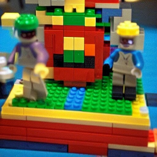 “ so long gay bowser, scene constructed in lego blocks. ” 