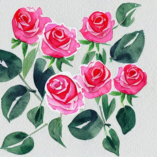 watercolor little roses 