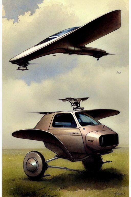 (((((2050s inventors flying car . muted colors.))))) by Jean-Baptiste Monge !!!!!!!!!!!!!!!!!!!!!!!!!!!