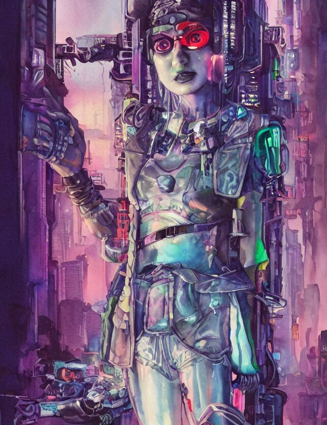 Lexica - Cyberpunk princess. this watercolor painting by the beloved ...