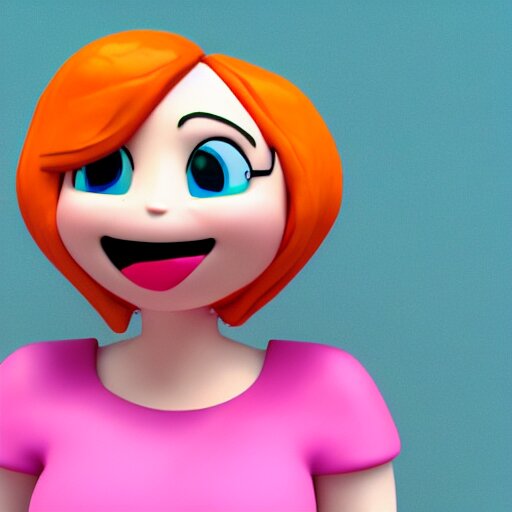 christina hendricks as gumball characters, 3 d render, blender, 