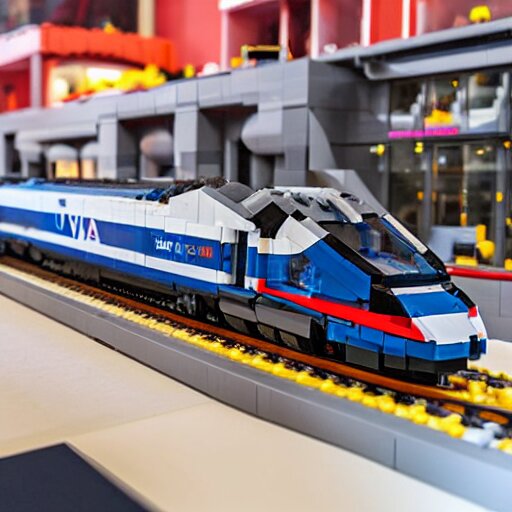 tgv from paris, brand new lego set ( 2 0 2 1 ), retail price 4 5 0, ultra realistic, uhd, 8 k 