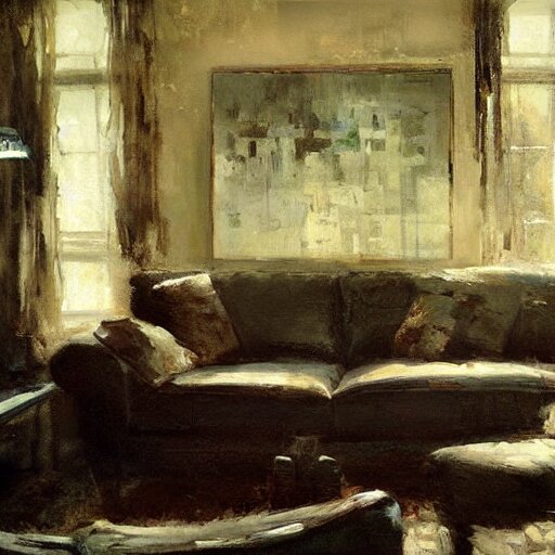 modem living room painting by jeremy mann 